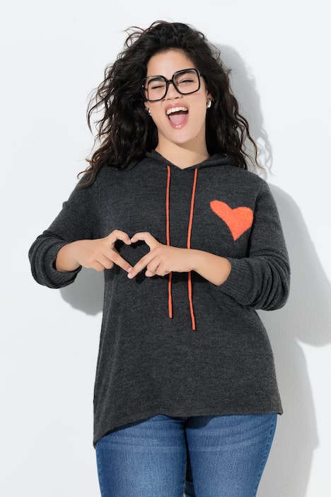 Kapuzen-Pullover, Straight Fit, kleines Herz
