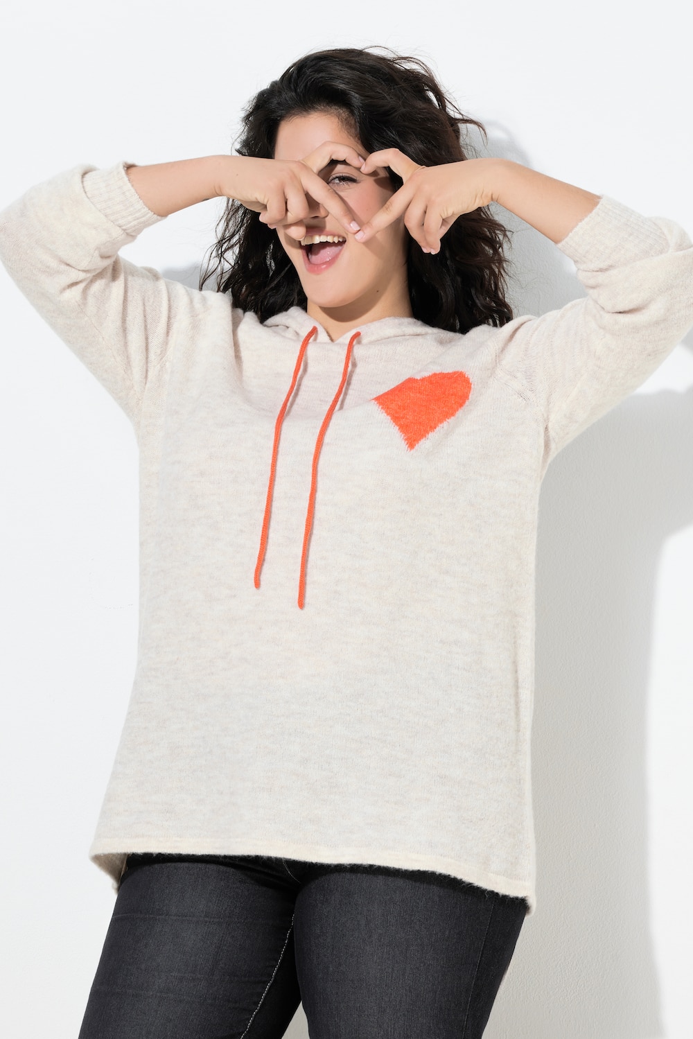 Kapuzen-Pullover, Straight Fit, kleines Herz