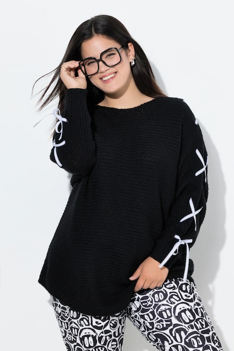 Pullover, Loose Fit, Fledermaus-Ärmel, Zier-Schnürung