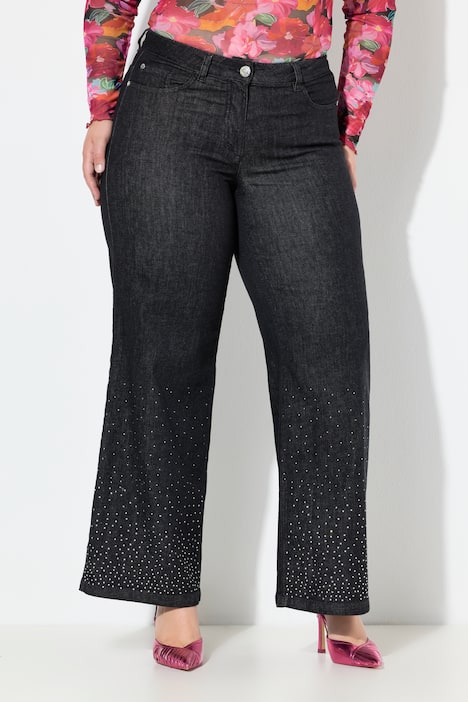 Bootcut-Jeans Nora, Schlag mit Glitzersteinchen, 5-Pocket