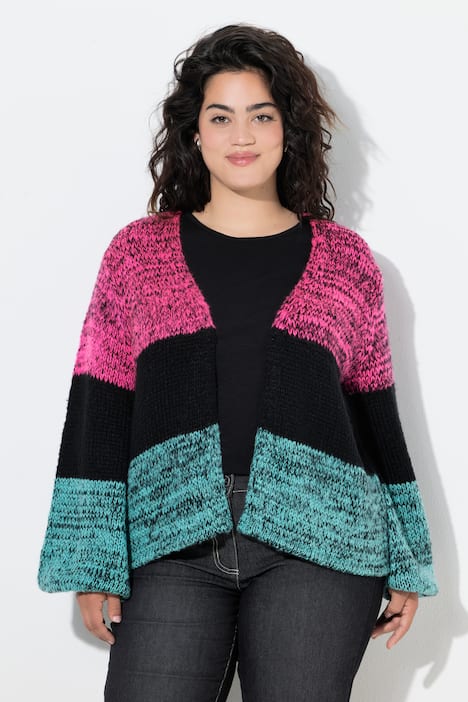 Strickjacke, offen, Straight Fit, Streifen