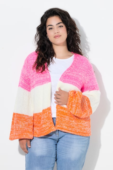 Strickjacke, offen, Straight Fit, Streifen