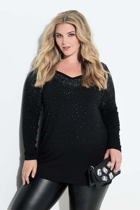 Maglia dal taglio svasato con gradiente di brillantini