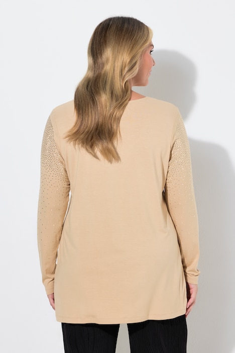 Langarmshirt, A-Linie, Glitzersteinchen-Verlauf