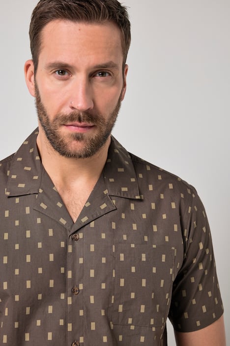 JP1880 Hemd, Halbarm, Cuba-Kragen, Alloverprint, Cuba-Fit, bis 8 XL