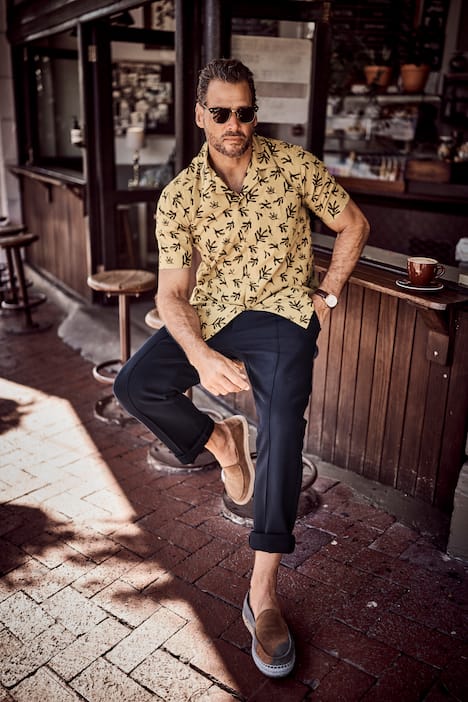 JP1880 Hemd, Halbarm, Cuba-Kragen, Alloverprint, Cuba-Fit, bis 8 XL