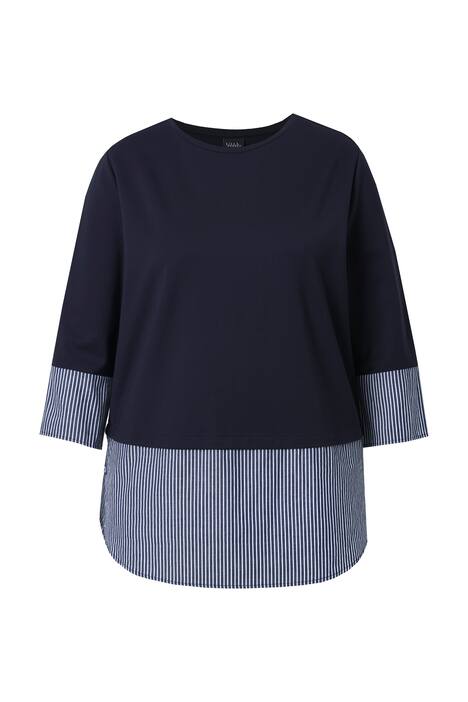 Mikina, halenkový lem, kulatý výstřih, 3/4 rukávy