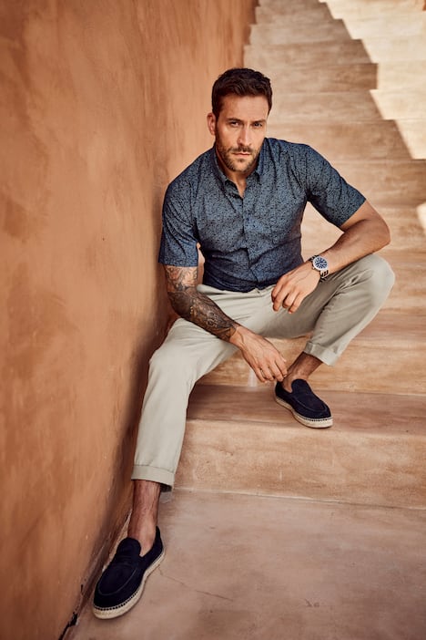 JP1880 overhemd, korte mouwen, all-over print, buttondown-kraag, all-over print, moderne pasvorm, tot 8XL