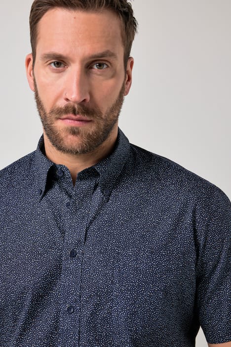 JP1880 Hemd, Halbarm, Buttondown-Kragen, Alloverprint, Modern Fit, bis 8 XL