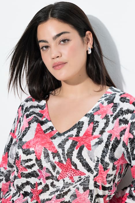 T-shirt, comfortabele pasvorm, sterrenpatroon