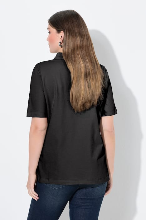 Poloshirt, langere knoopsluiting, polokraag, korte mouwen