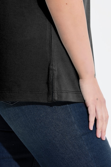 Poloshirt, langere knoopsluiting, polokraag, korte mouwen