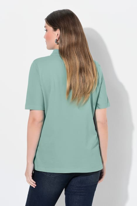 Poloshirt, langere knoopsluiting, polokraag, korte mouwen