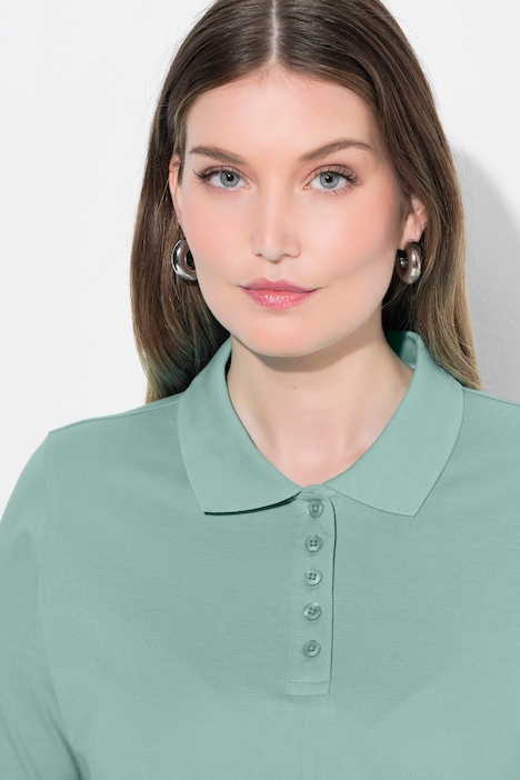 Poloshirt, langere knoopsluiting, polokraag, korte mouwen