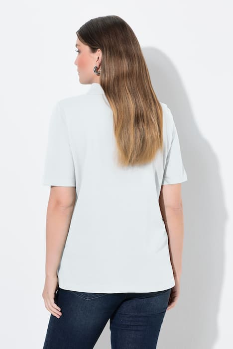 Poloshirt, langere knoopsluiting, polokraag, korte mouwen