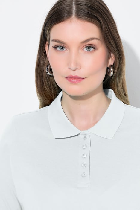 Poloshirt, langere knoopsluiting, polokraag, korte mouwen