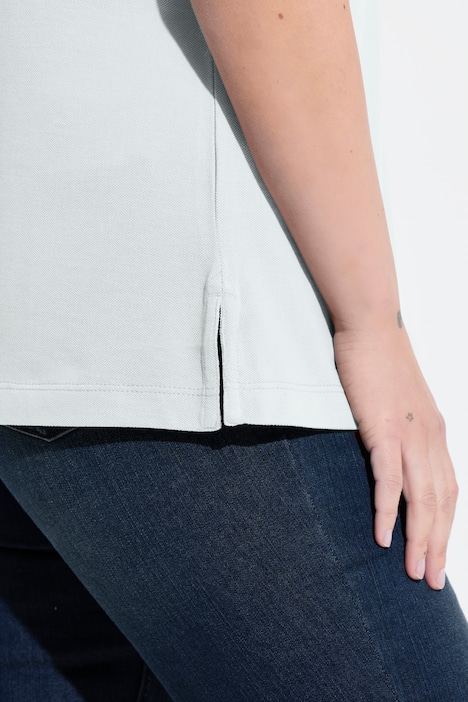 Poloshirt, langere knoopsluiting, polokraag, korte mouwen