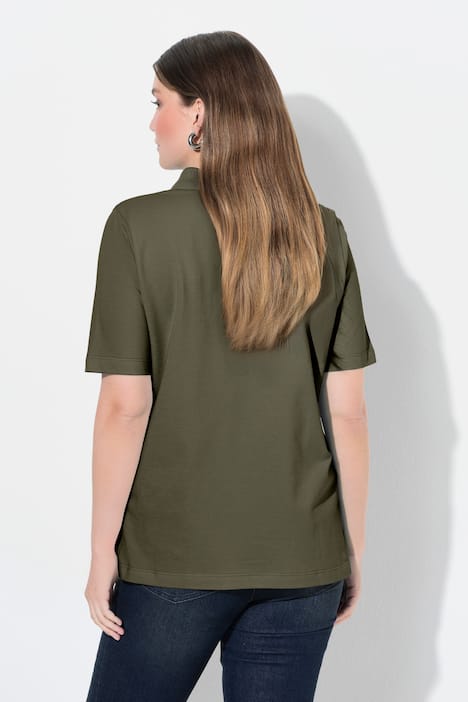 Poloshirt, langere knoopsluiting, polokraag, korte mouwen