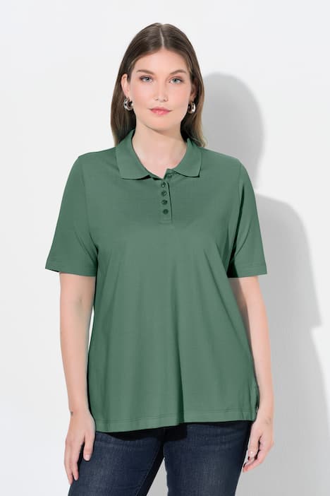 Poloshirt, langere knoopsluiting, polokraag, korte mouwen