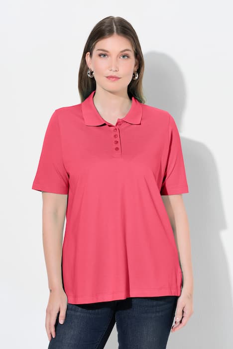 Poloshirt, langere knoopsluiting, polokraag, korte mouwen