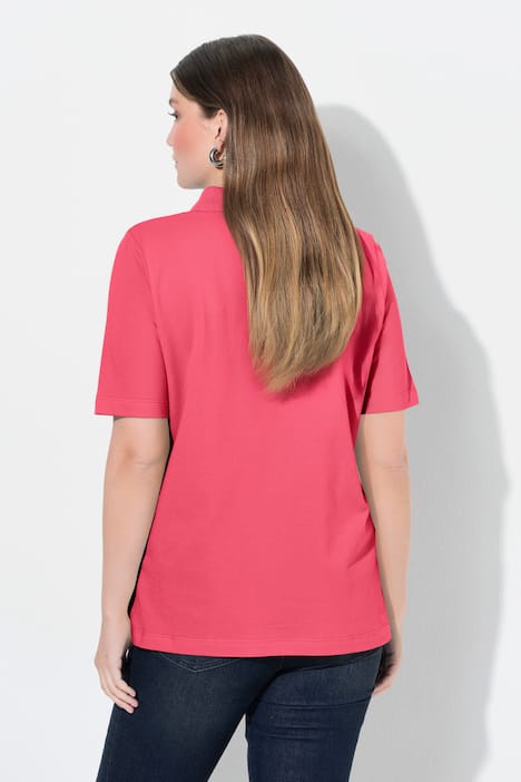 Poloshirt, langere knoopsluiting, polokraag, korte mouwen