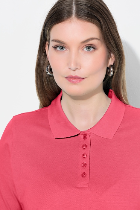 Poloshirt, langere knoopsluiting, polokraag, korte mouwen