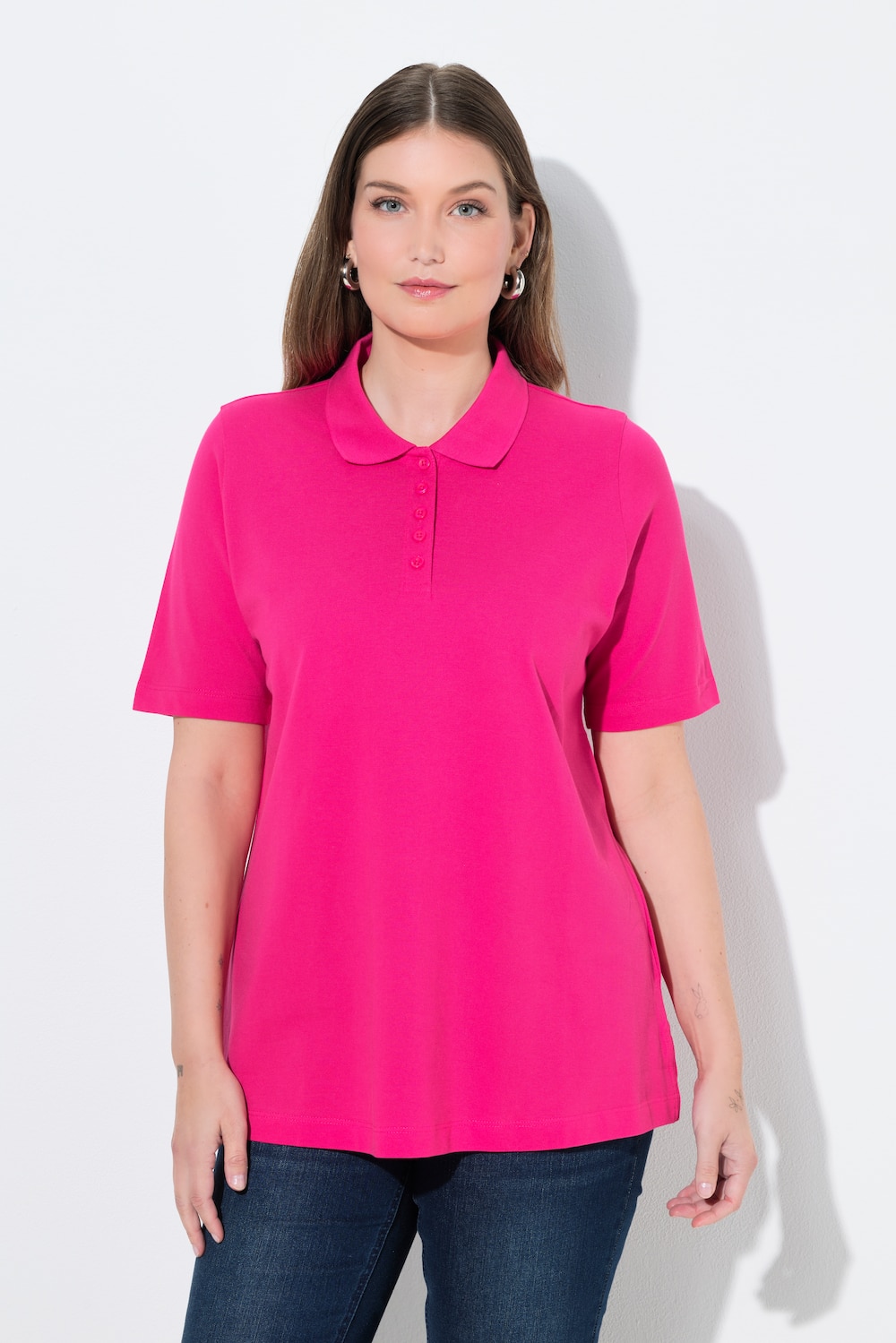Große Größen Poloshirt, Damen, rosa, Größe: 62/64, Baumwolle, Ulla Popken