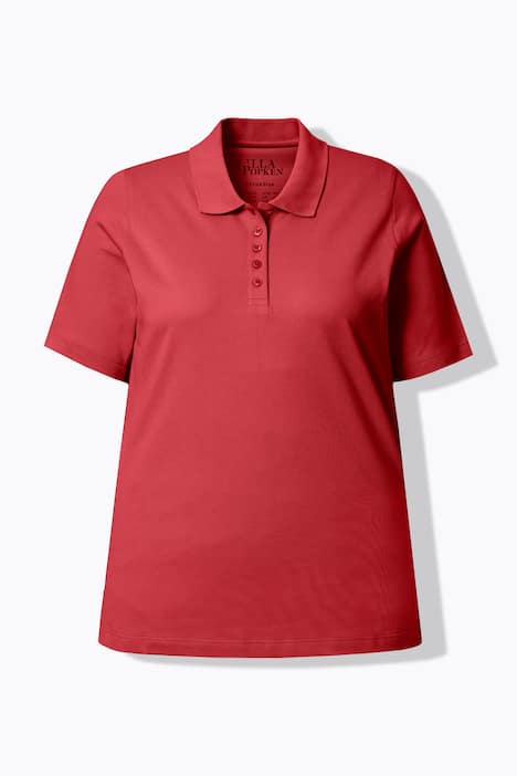 Poloshirt, langere knoopsluiting, polokraag, korte mouwen