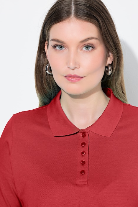 Poloshirt, langere knoopsluiting, polokraag, korte mouwen