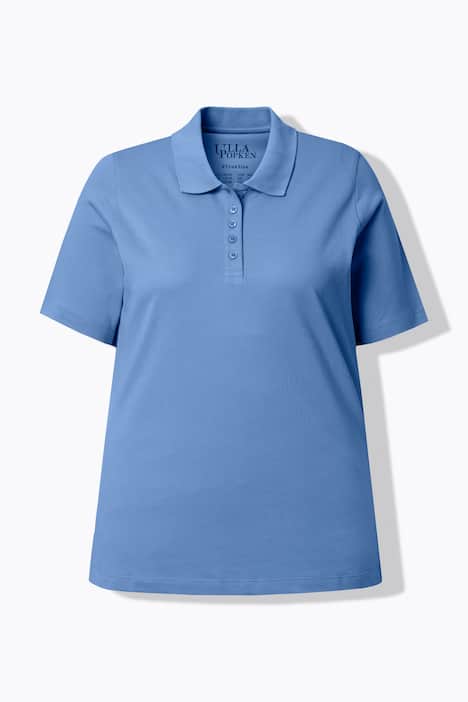 Poloshirt, langere knoopsluiting, polokraag, korte mouwen