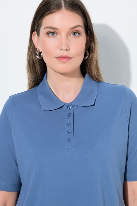 Poloshirt, langere knoopsluiting, polokraag, korte mouwen