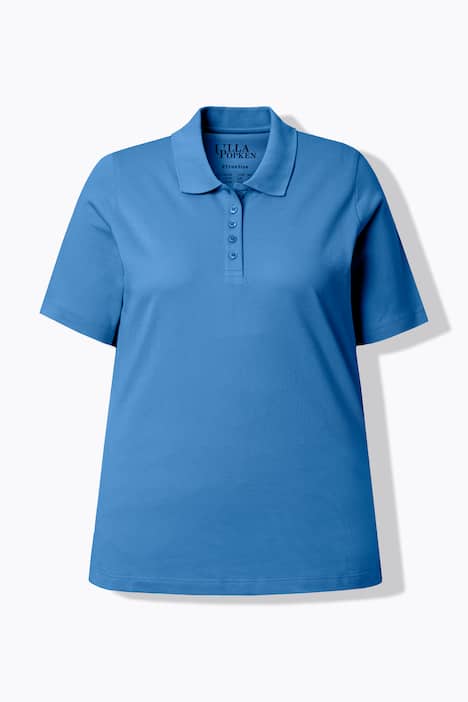 Poloshirt, langere knoopsluiting, polokraag, korte mouwen