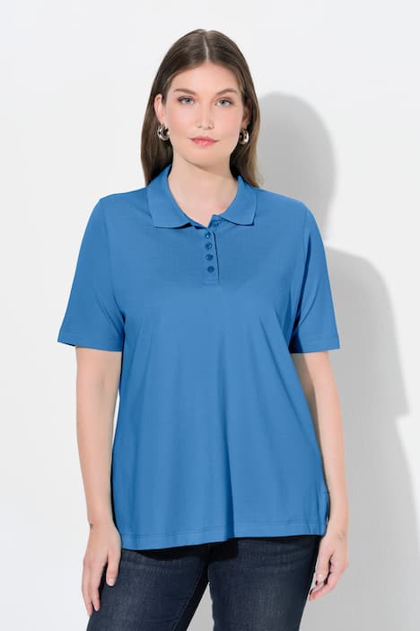 Poloshirt, langere knoopsluiting, polokraag, korte mouwen