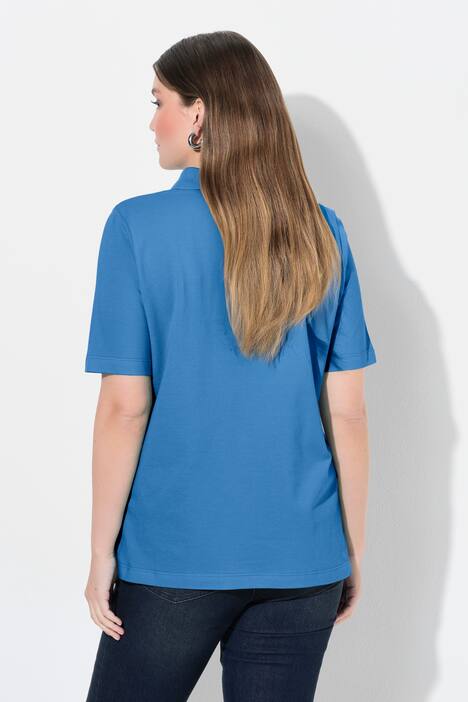 Poloshirt, langere knoopsluiting, polokraag, korte mouwen