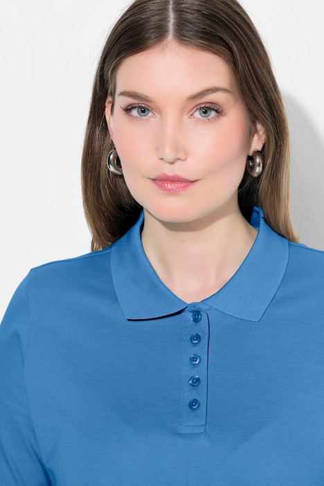 Poloshirt, langere knoopsluiting, polokraag, korte mouwen