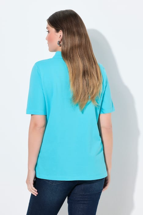 Poloshirt, langere knoopsluiting, polokraag, korte mouwen