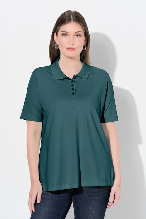 Poloshirt, langere knoopsluiting, polokraag, korte mouwen