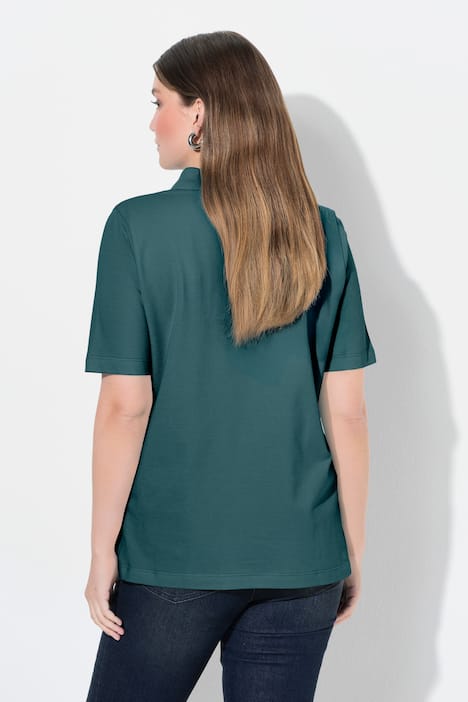 Poloshirt, langere knoopsluiting, polokraag, korte mouwen