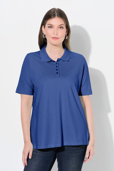 Poloshirt, langere knoopsluiting, polokraag, korte mouwen