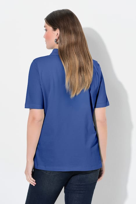 Poloshirt, langere knoopsluiting, polokraag, korte mouwen