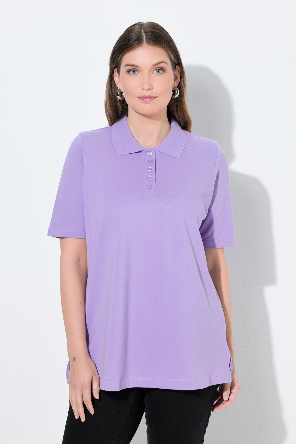 Große Größen Poloshirt, Damen, lila, Größe: 66/68, Baumwolle, Ulla Popken