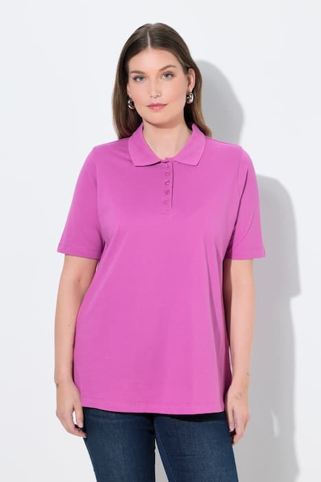 Poloshirt, langere knoopsluiting, polokraag, korte mouwen