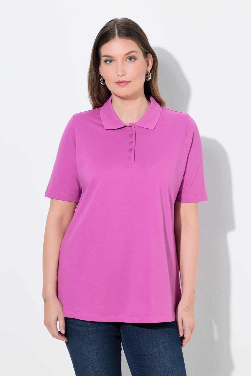 Große Größen Poloshirt, Damen, rosa, Größe: 66/68, Baumwolle, Ulla Popken
