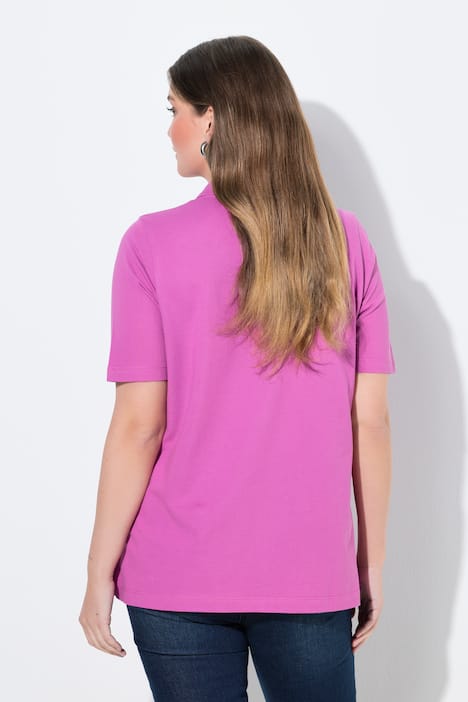 Poloshirt, langere knoopsluiting, polokraag, korte mouwen