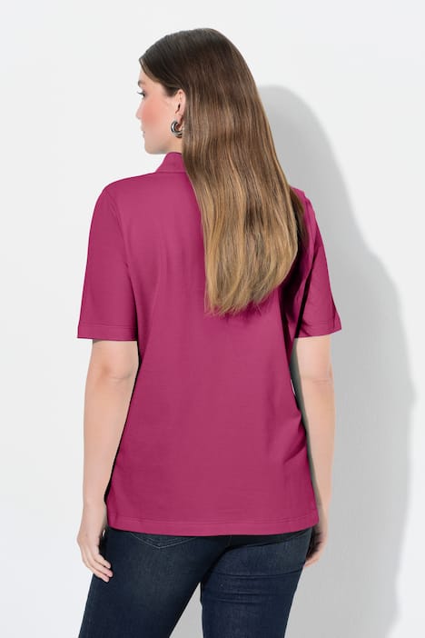 Poloshirt, langere knoopsluiting, polokraag, korte mouwen