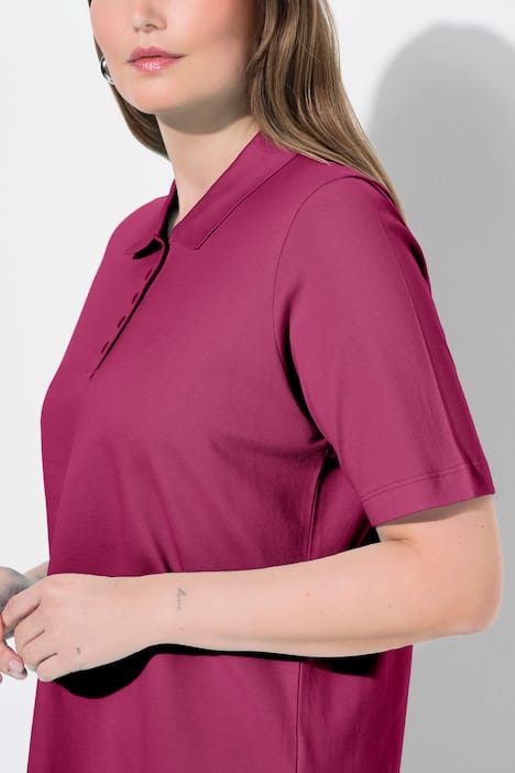 Poloshirt, langere knoopsluiting, polokraag, korte mouwen