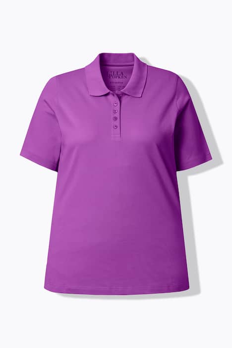 Poloshirt, langere knoopsluiting, polokraag, korte mouwen