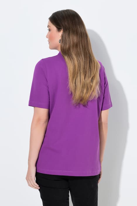 Poloshirt, langere knoopsluiting, polokraag, korte mouwen