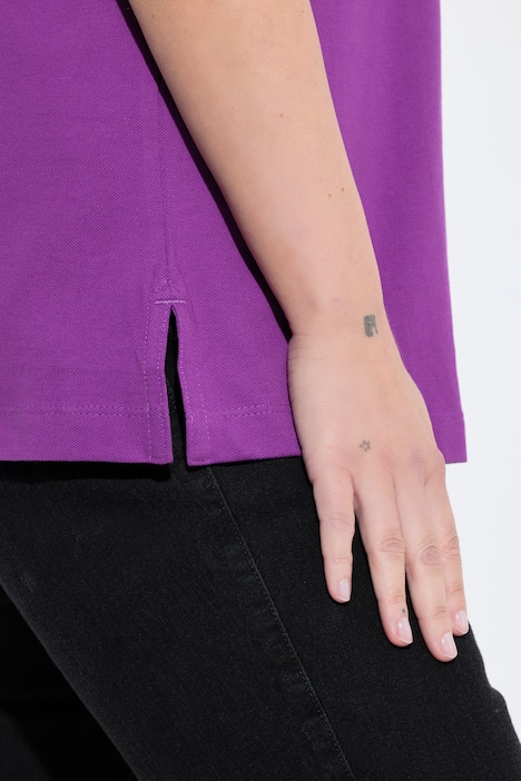 Poloshirt, langere knoopsluiting, polokraag, korte mouwen