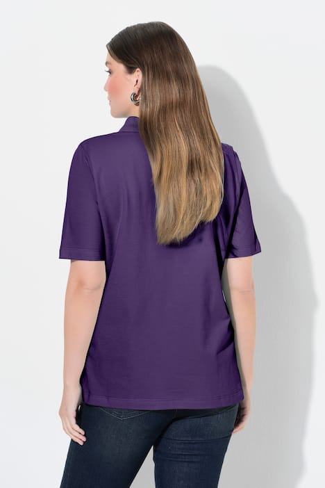 Poloshirt, langere knoopsluiting, polokraag, korte mouwen